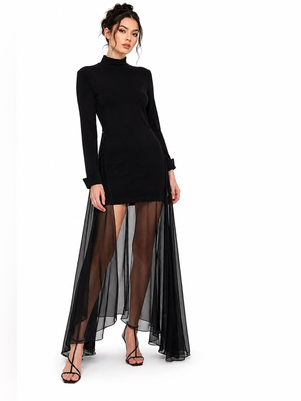 Vintage 1980’s-1990’s Dana Deatherage Cache black dress with sheer skirt